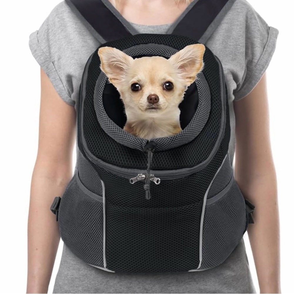 PET DOG BACKPACK CARRIER
BAG - SMALL . Color: Black.